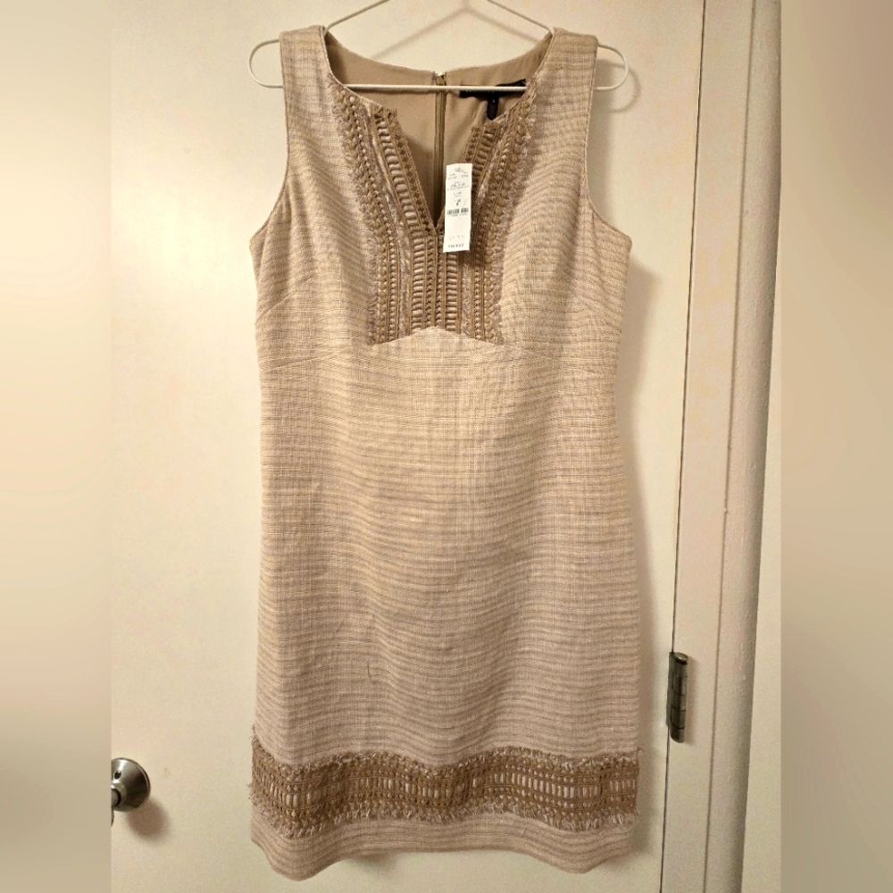 NWT‎ White House Black Market Beige Sleeveless Suit Dress